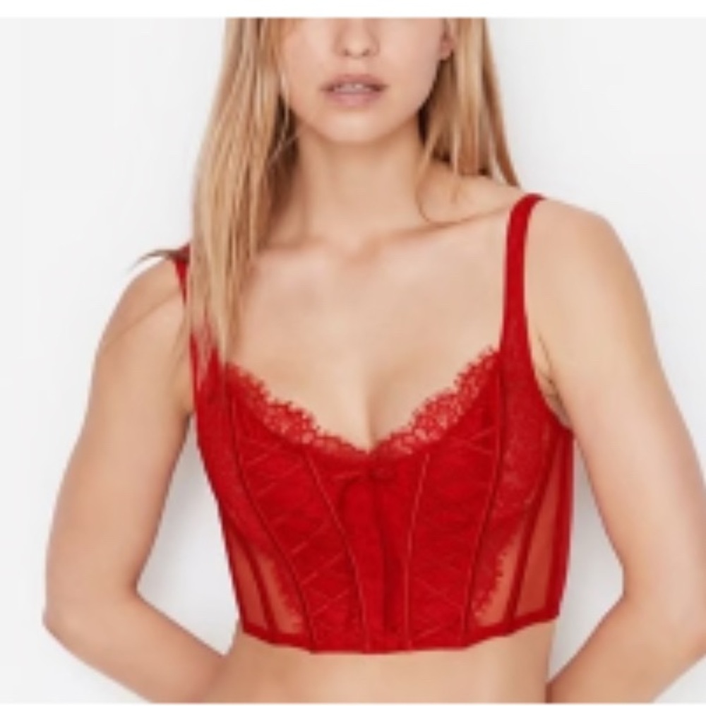 VS Victoria's Secret DREAM ANGELS Unlined Lace-Up Corset Top size LG